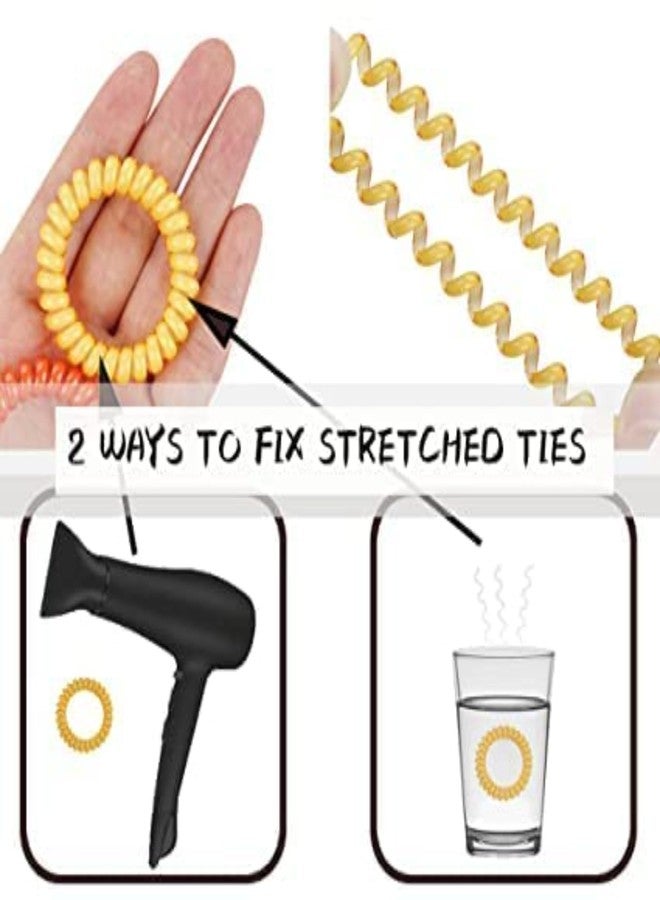 FREEBIES مجموعة مجانية من 6 ربطات شعر حلزونية على شكل هاتف | مطاط ناعم | إكسسوارات شعر ذيل الحصان - Image 2
