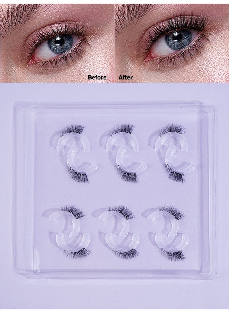 MAGEFY 3D Artificial Lashes Fluffy and Soft Lash False Eyelashes Cat Eye Wispy Faux Mink Lashes Pack Fluffy Short Natural Fake Lashes 6 Pairs - Image 2