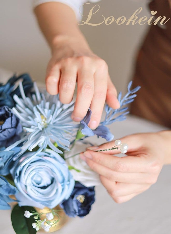 Lookein Artificial Greenery Filler Stems Box Set, 53 Pcs with 6 Kinds Fuax Greenery Stems for DIY Table Filler Decor Wedding Centerpices Bridal Bouquet Table Centerpieces, Navy Blue - Image 4