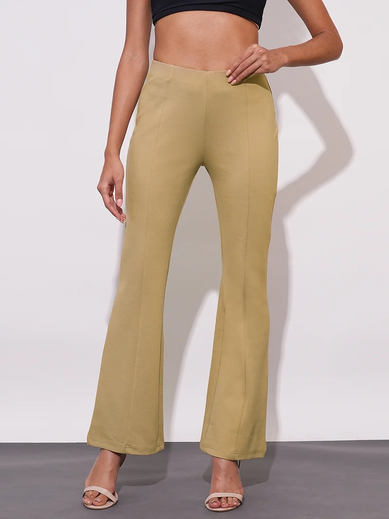 globus Globus Women Stretchable Mid-Rise Workwear Bootcut Treggings