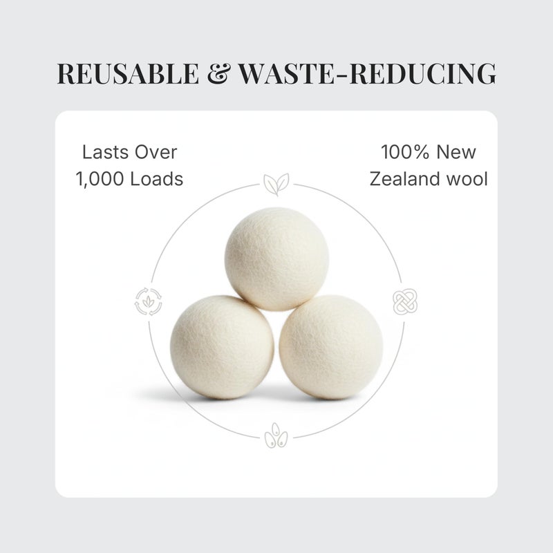 littlestforest XL Wool Dryer Balls â€“ Natural Fabric Softener for Laundry â€“ Reusable, Anti-Static & Reduces Drying Time â€“ 100% New Zealand Wool â€“ Eco-Friendly Dryer Balls for Clothes - Image 5