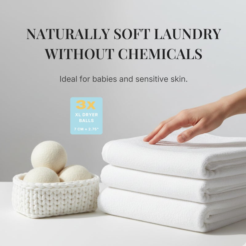 littlestforest XL Wool Dryer Balls â€“ Natural Fabric Softener for Laundry â€“ Reusable, Anti-Static & Reduces Drying Time â€“ 100% New Zealand Wool â€“ Eco-Friendly Dryer Balls for Clothes - Image 2