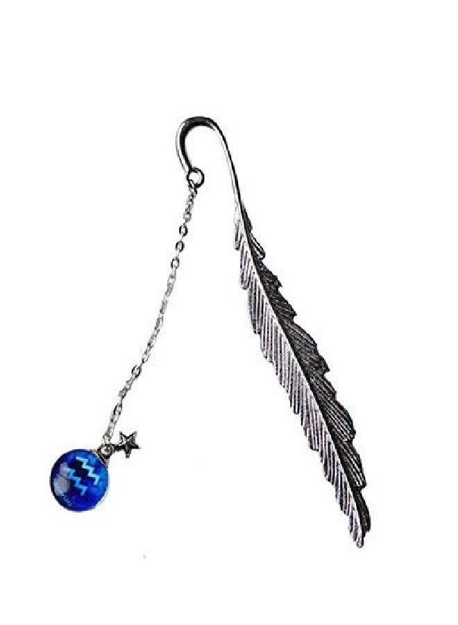 Creative Metal Silver Feather Bookmark Design Pendant Aquarius Pendant