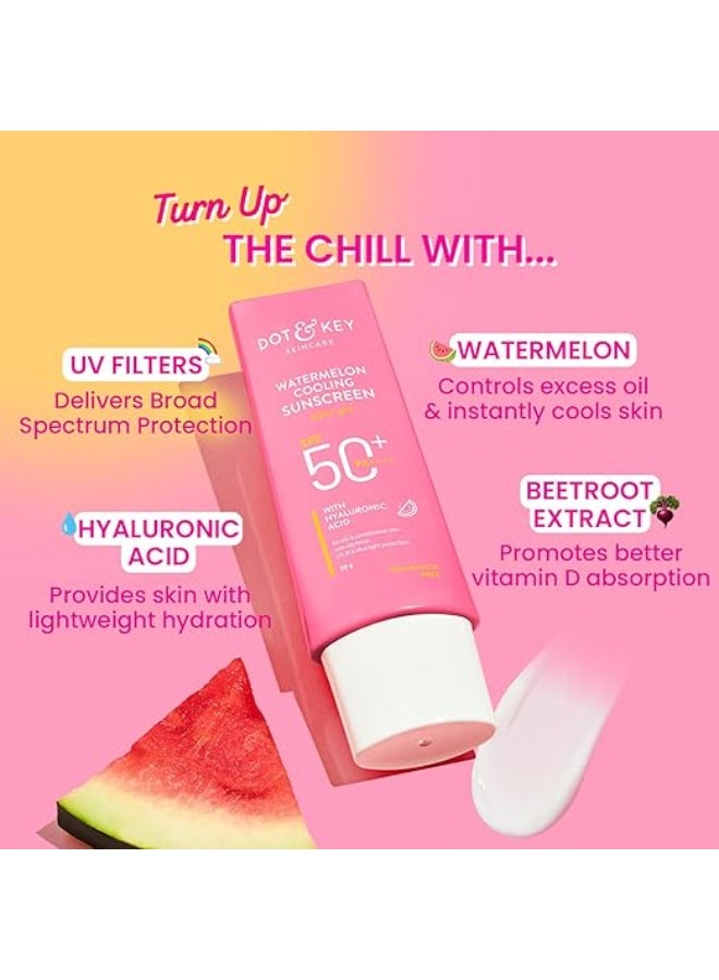 Dot & Key Watermelon Hyaluronic Cooling Sunscreen SPF 50 PA+++| for Oily, Normal & Combination Skin | UV + Blue Light Protection | Lightweight | No White Cast | Boosts Vitamin D Absorption | 80g - Image 3