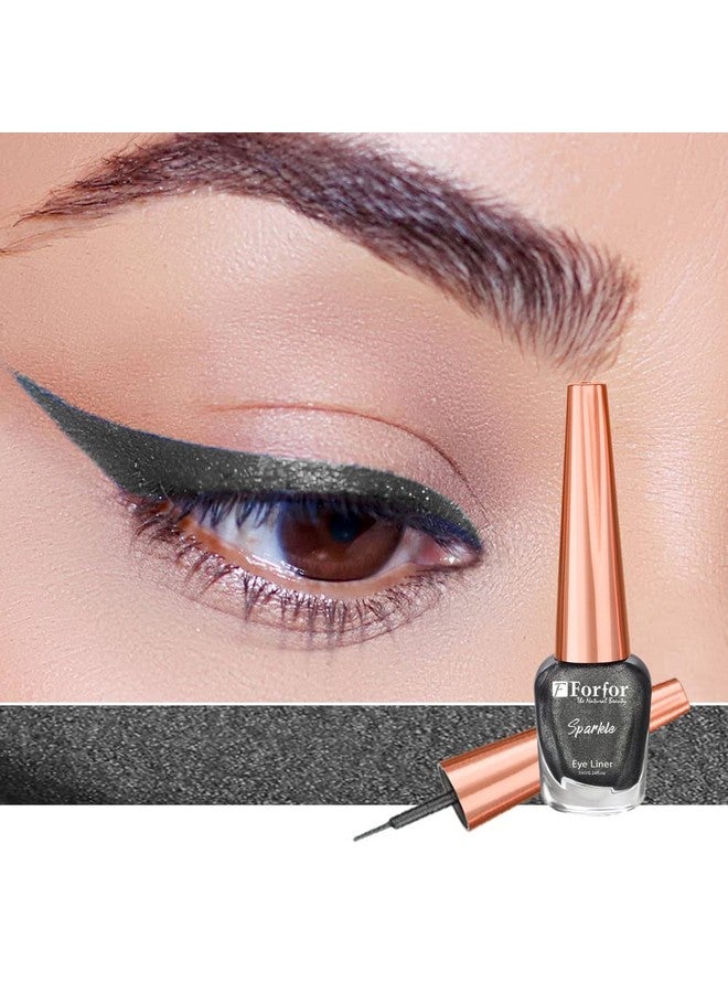 فور فور محدد عيون سائل لامع مثير مقاوم للتلطخ والماء، 7 مل لكل منهما (مجموعة من قطعتين، رمادي، ذهبي) - Image 2