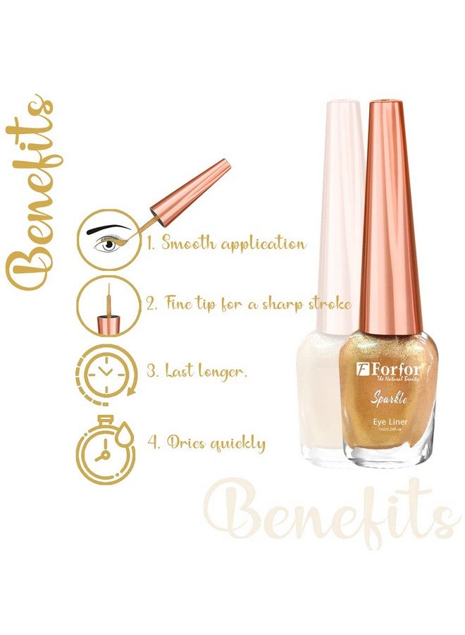 فور فور محدد عيون سائل لامع مثير مقاوم للتلطخ والماء، 7 مل لكل منهما (مجموعة من قطعتين، رمادي، ذهبي) - Image 3