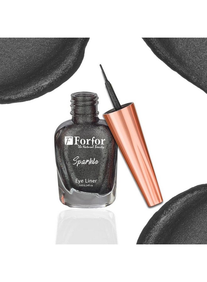 فور فور محدد عيون سائل لامع مثير مقاوم للتلطخ والماء، 7 مل لكل منهما (مجموعة من قطعتين، رمادي، ذهبي) - Image 4