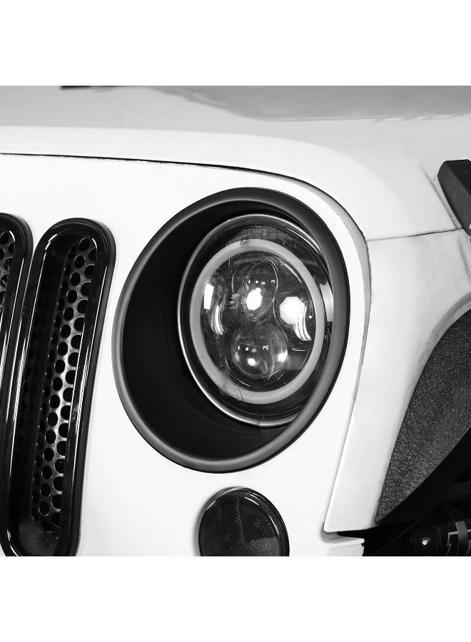 Hooke Road Hooke Road Matte Black Headlight Bezels Headlight Cover Trim for 2007-2018 Jeep Wrangler JK & Wrangler Unlimited  - Image 5