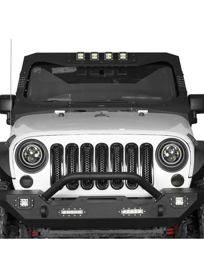 Hooke Road Hooke Road Matte Black Headlight Bezels Headlight Cover Trim for 2007-2018 Jeep Wrangler JK & Wrangler Unlimited  - Image 4