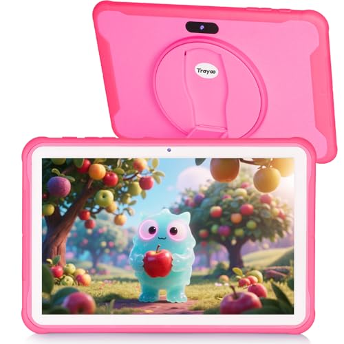 Trayoo Kids Tablet, 10.1 Inches Tablet for Kids with Case Included, 64G Storage, Dual Camera, WiFi, Education Apps Pre-Installed, Parent Control, YouTube (Pink) - Image 1