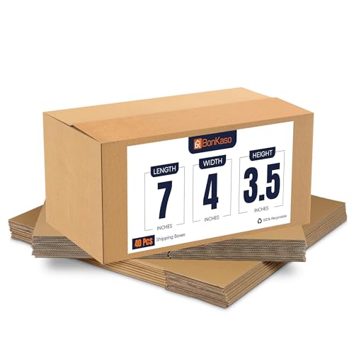 BonKaso 3 Ply Corrugated Boxes for Packaging | 7"x4"x3.5" (Pack of 40) | Brown Cardboard Packing Boxes for Shipping, Moving & Storage | Carton Boxes for Courier & Goods Transportation - Image 1