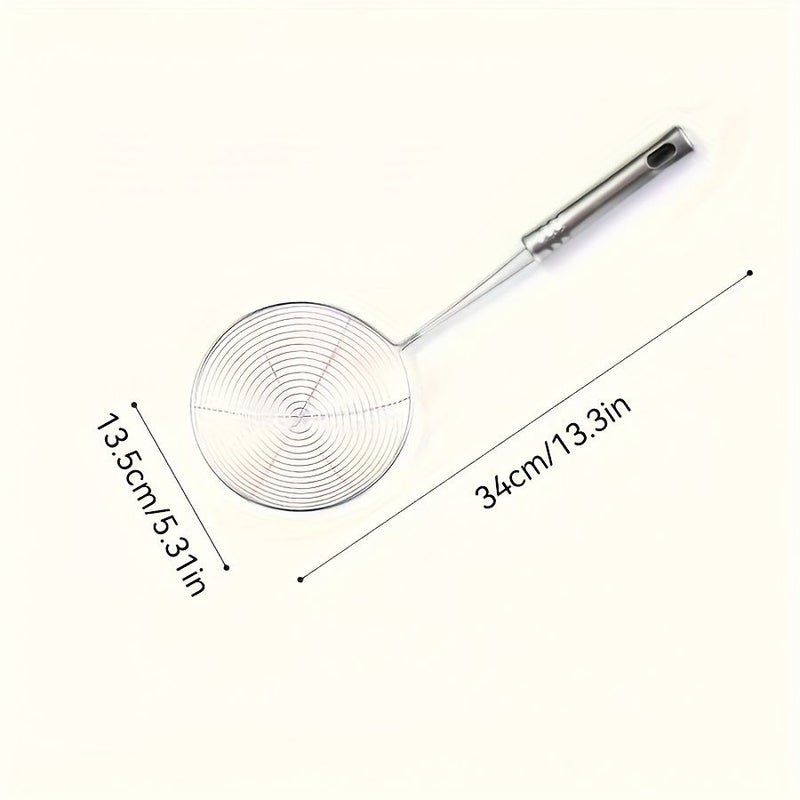 Silvery Extra Large Stainless Steel Strainer With Handle For Cooking Frying And Kitchen Use - Image 3