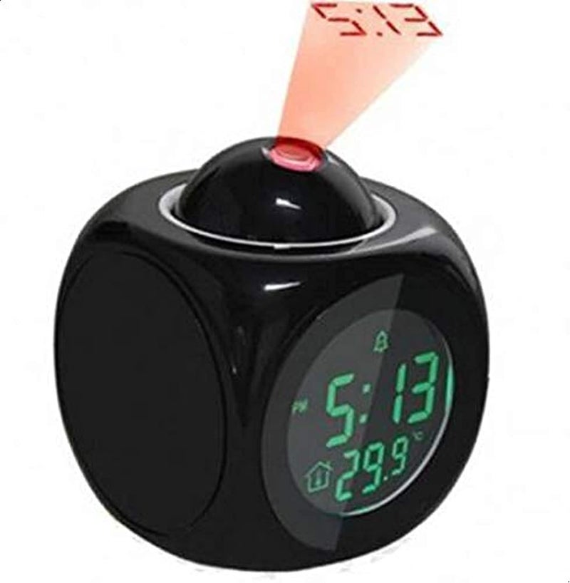 Digital LCD Talking LED Projection Alarm Clock (Black)