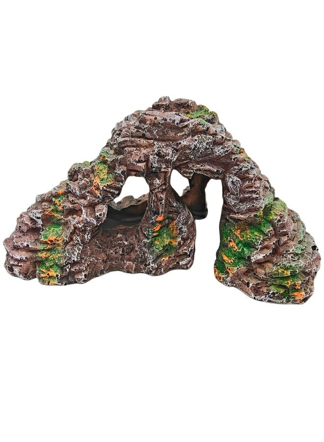 YOZIEMQ Reptile Hideouts,Resin Reptile Cave Habitat for Leopard Geckos, Lizards, Turtles, Snakes and Amphibians. (Circular Island Platform, Small) - Image 2
