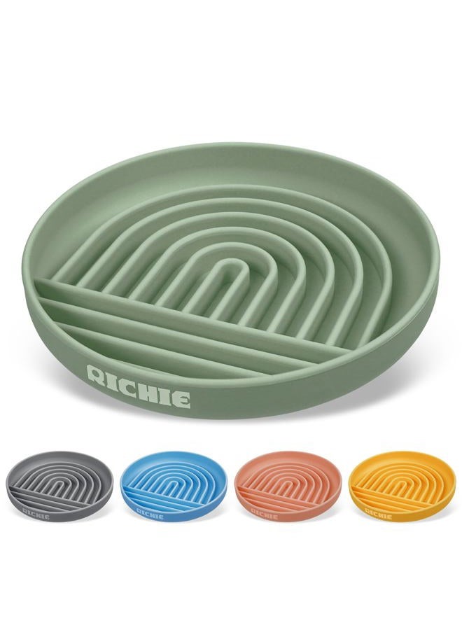 Richie Slow Feeder Dog Bowls Anti Gulping, Durable Non-Toxic Slow Feeding Dog Bowl, Dish Washer Safe Silicone Dog Slow Feeder Bowl for Medium to Large Breeds, Green - Image 1