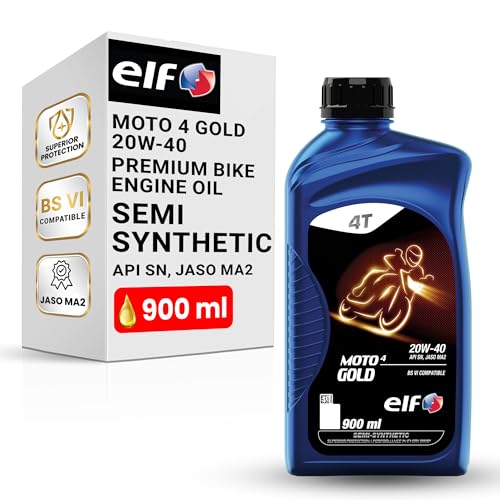 ELF - Moto 4 Gold 20W-40 Semi-Synthetic Engine Oil for Bike | Anti-Clutch Slippage formula- 0.9L - Image 1