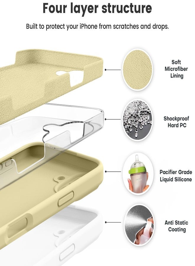 Vooii Compatible with iPhone 16 Case, Liquid Silicone Upgrade [Camera Protection] [Soft Anti-Scratch Microfiber Lining] Shockproof Phone Case for iPhone 16 6.1 inch - Creamy Yellow - Image 2