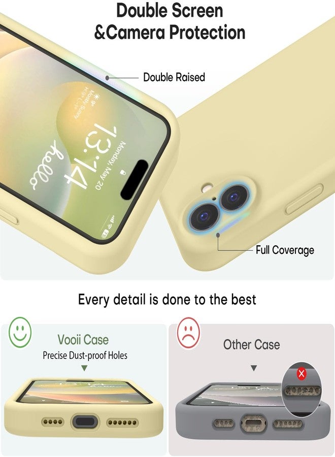 Vooii Compatible with iPhone 16 Case, Liquid Silicone Upgrade [Camera Protection] [Soft Anti-Scratch Microfiber Lining] Shockproof Phone Case for iPhone 16 6.1 inch - Creamy Yellow - Image 3