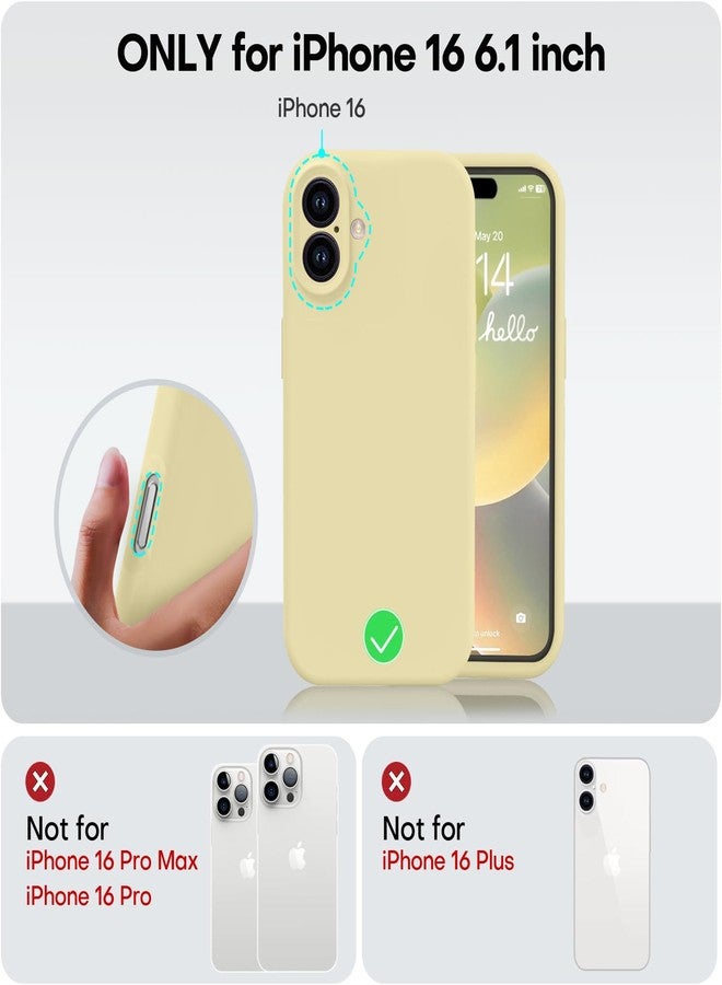 Vooii Compatible with iPhone 16 Case, Liquid Silicone Upgrade [Camera Protection] [Soft Anti-Scratch Microfiber Lining] Shockproof Phone Case for iPhone 16 6.1 inch - Creamy Yellow - Image 5