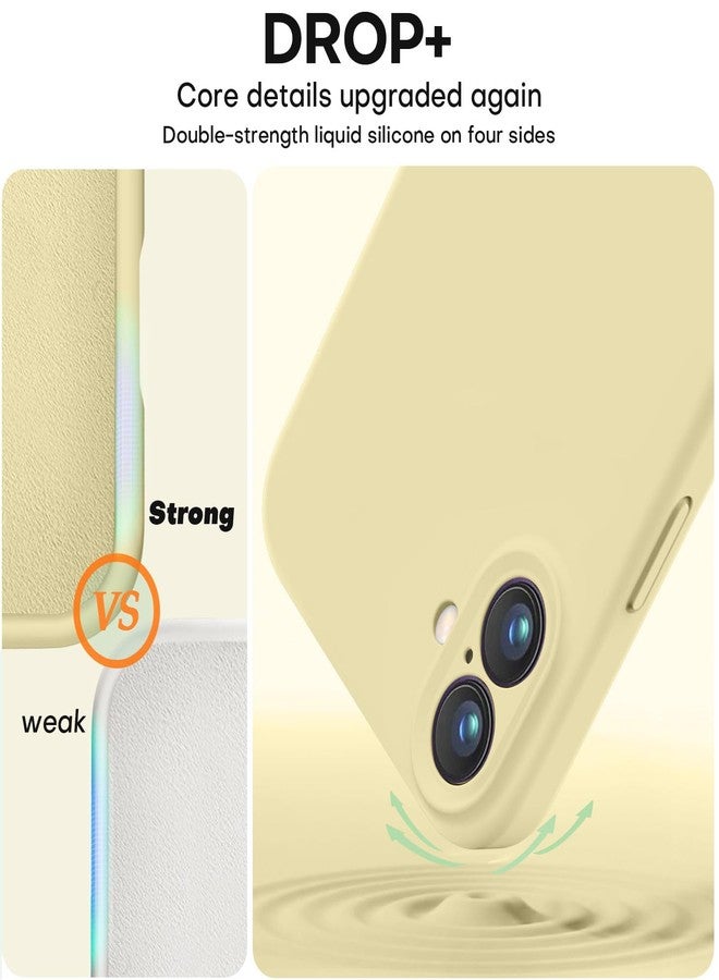 Vooii Compatible with iPhone 16 Case, Liquid Silicone Upgrade [Camera Protection] [Soft Anti-Scratch Microfiber Lining] Shockproof Phone Case for iPhone 16 6.1 inch - Creamy Yellow - Image 4