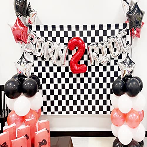 XLL 8x6FT Vinyl Black and White Racing Checker Texture Grid Birthday Chess Board Theme Photo Background Children Kids Birthday - Image 4
