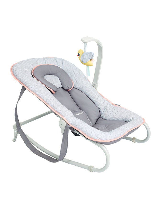 Graphik Baby Bouncer, Rocker Chair, Reclining Backrest, Removable And Adjustable Head Support, Cosy Cushioned Seats For Newborns, Peach, 0+