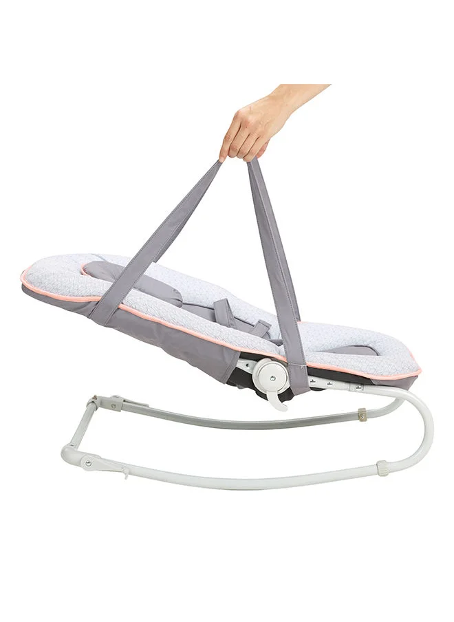babymoov Graphik Baby Bouncer, Rocker Chair, Reclining Backrest, Removable And Adjustable Head Support, Cosy Cushioned Seats For Newborns, Peach, 0+