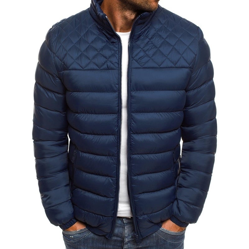 Cross-border Mens Collar Cotton-padded Coat Winter Thickened Warm Cotton-padded Coat Casual Sports Cardigan Cotton-padded Coat New in stock Black  - Image 2