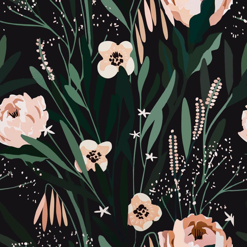 VaryPaper Black Green Pink Floral Wallpaper 177x118 Flower Peel and Stick Wallpaper Self Adhesive Vinyl Roll Removable Decorative Floral Contact Paper for Bedroom Wall Decor Cabinets Shelf Liners