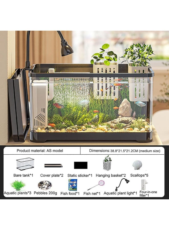 Arabest Fish Tank, Aquarium Kit Fish Tank,with Filter LED Light, Decorate Water Plants and Sand,Beginner-Friendly Betta Aquarium(Medium) - Image 3