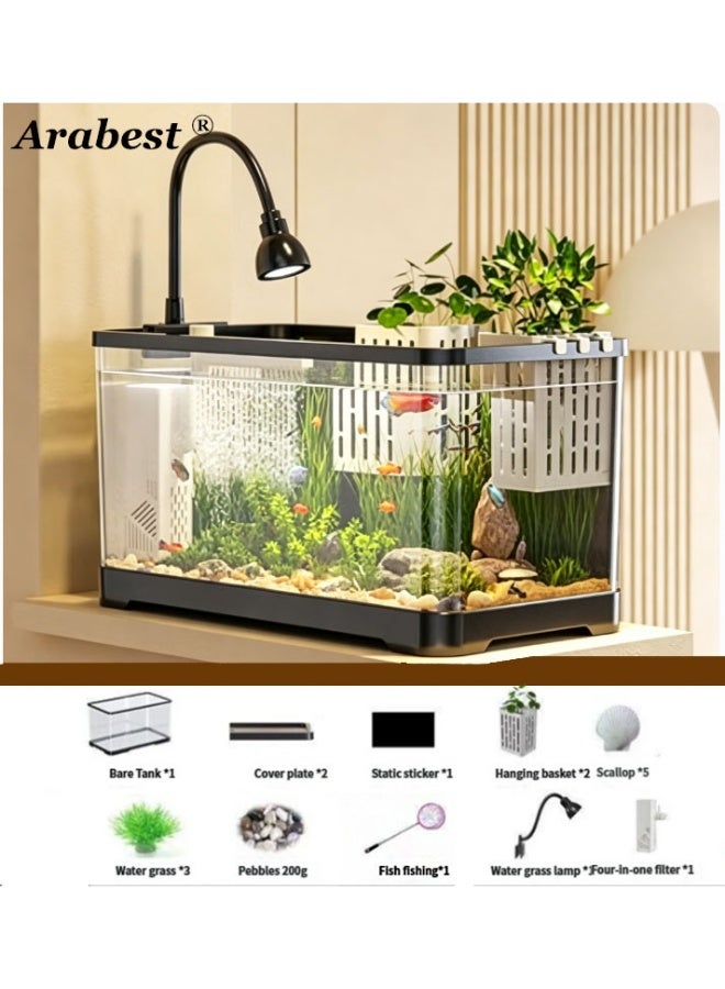 Arabest Fish Tank, Aquarium Kit Fish Tank,with Filter LED Light, Decorate Water Plants and Sand,Beginner-Friendly Betta Aquarium(Medium) - Image 1
