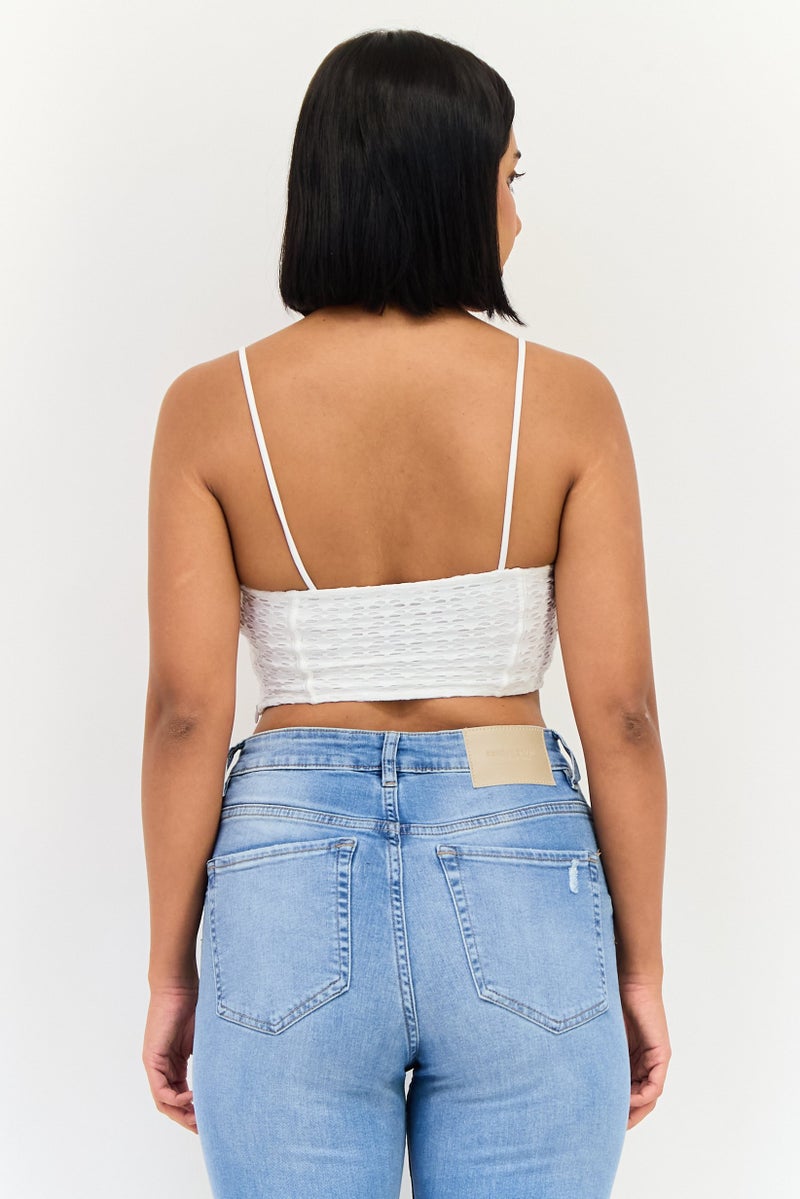 Bershka بلوزات نسائية بدون أكمام بتصميم مربع العنق، بيضاء - Image 3