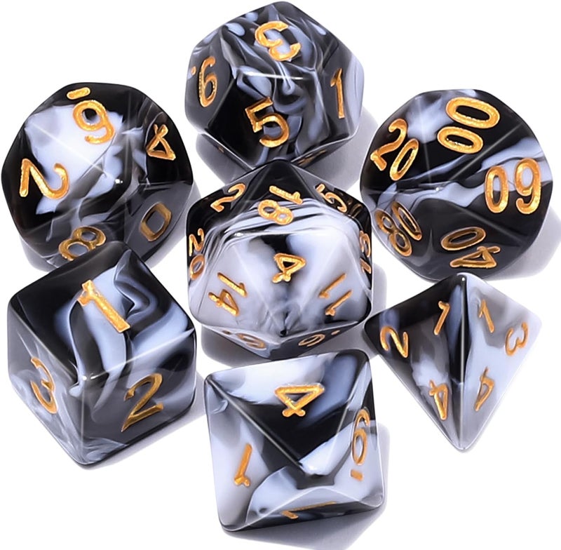 CiaraQ DND Polyhedral Dice Set with a Black Dice Bag for D&D RPG MTG Role Playing Table Games - Image 1