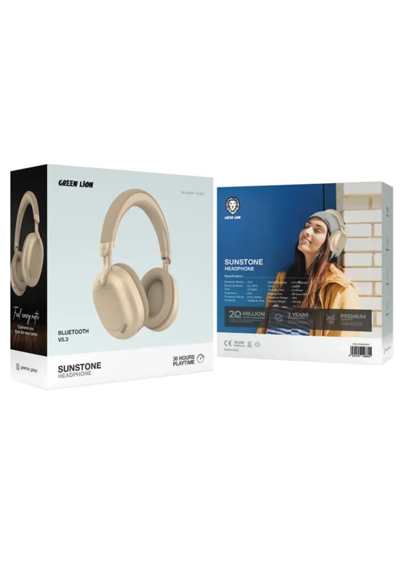 GREEN LION - Sunstone Wireless Headphones with 36 Hours Playtime, Bluetooth V5.3, 10m Maximum Distance Range, 300mAh Battery Capacity - Desert Titanium - Image 1