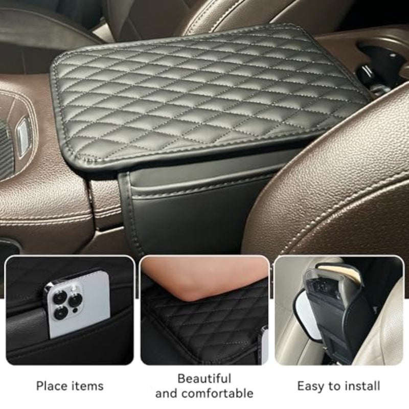 Upgraded Car Middle Center Console Cover with 2 Storage, Universal Microfiber Leather Car Armrest Cover Cushion Universal Vehicle Middle Console Cover, Most Vehicle, SUV,  Truck - Image 2