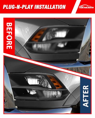 ADCARLIGHTS compatible with Dodge 09-18 Ram 1500/10-18 Ram 2500 3500 for 2009-2018 Ram Headlight Assembly Black Housing Amber Reflector Headlamp Replacement Driver and Passenger Sides - Image 5