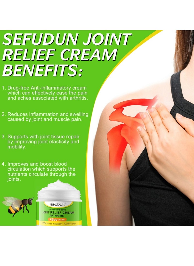 Sefudun - Joint Pain Relief Cream Ultra Strength Arthritis Pain Relief Cream with Bee Venom Joint and Muscle Pain Relief Cream Pain Relief for Joint Pain Muscle Pain Muscle Soreness Joint Therapy Cream 30g - Image 1