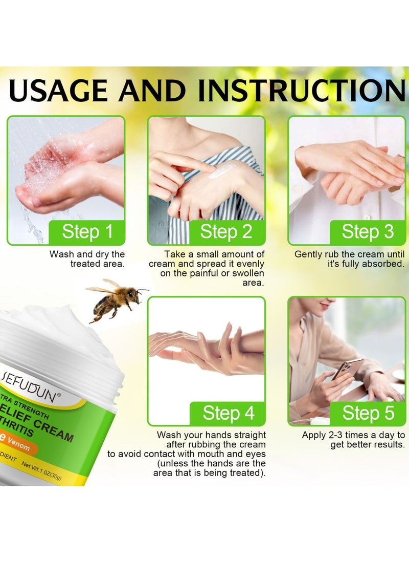 Sefudun - Joint Pain Relief Cream Ultra Strength Arthritis Pain Relief Cream with Bee Venom Joint and Muscle Pain Relief Cream Pain Relief for Joint Pain Muscle Pain Muscle Soreness Joint Therapy Cream 30g - Image 1