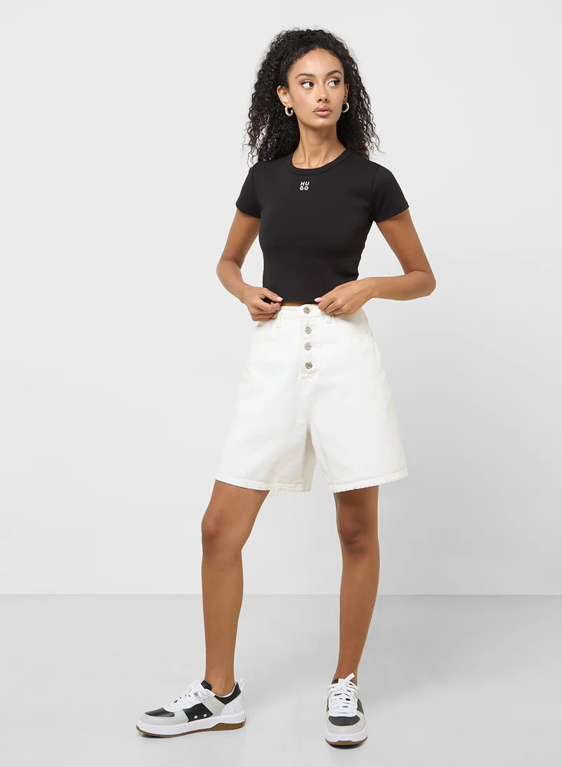 HUGO Crew Neck Crop Top