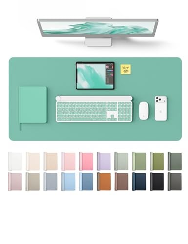 YSAGi Leather Desk Protector Office Mat Large Mouse Mat NonSlip PU Leather Blotter Laptop Desk Mat Waterproof Writing Pad for Office and Home GreenBlue 315 x 158 - Image 1