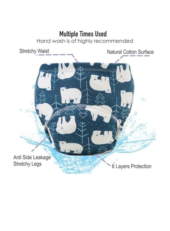 تراسل 7 عبوات من سراويل تدريب الأطفال الصغار القطنية 100٪ سروال تدريب قطني، ملابس داخلية قابلة لإعادة الاستخدام لتدريب الأولاد على استخدام النونية للأولاد، ملابس داخلية لتدريب الأولاد الصغار على استخدام النونية - Image 4