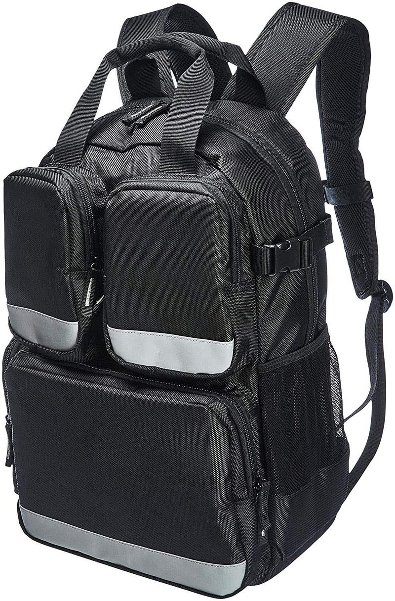 Pahal Nylon Tool Bag Backpack Waterproof Heavy Duty for Tools of Electrician,Technician,Black 19 Pockets 18 INCH - Image 1