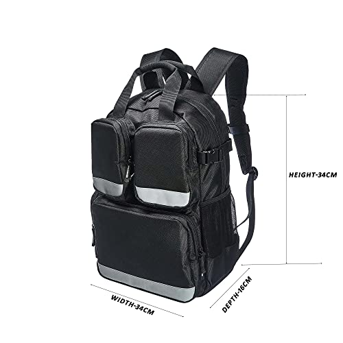 Pahal Nylon Tool Bag Backpack Waterproof Heavy Duty for Tools of Electrician,Technician,Black 19 Pockets 18 INCH - Image 5