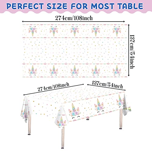 DaiUni 1PCS Unicorns Party Tablecloths for Birthday Decoration, Plastic Disposable Rectangle Table Covers for Kids Girls Birthday Baby Shower Party Supplies, 54" x 108" - Image 2