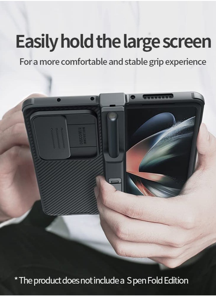 ELTRAZONE for Samsung Galaxy Z Fold 4 Case with Kickstand & Slide Camera Cover, Hinge Protection with S Pen Holder 360° All-Inclusive Protective Case for Samsung Galaxy Z Fold 4 5G (Black)  - Image 4