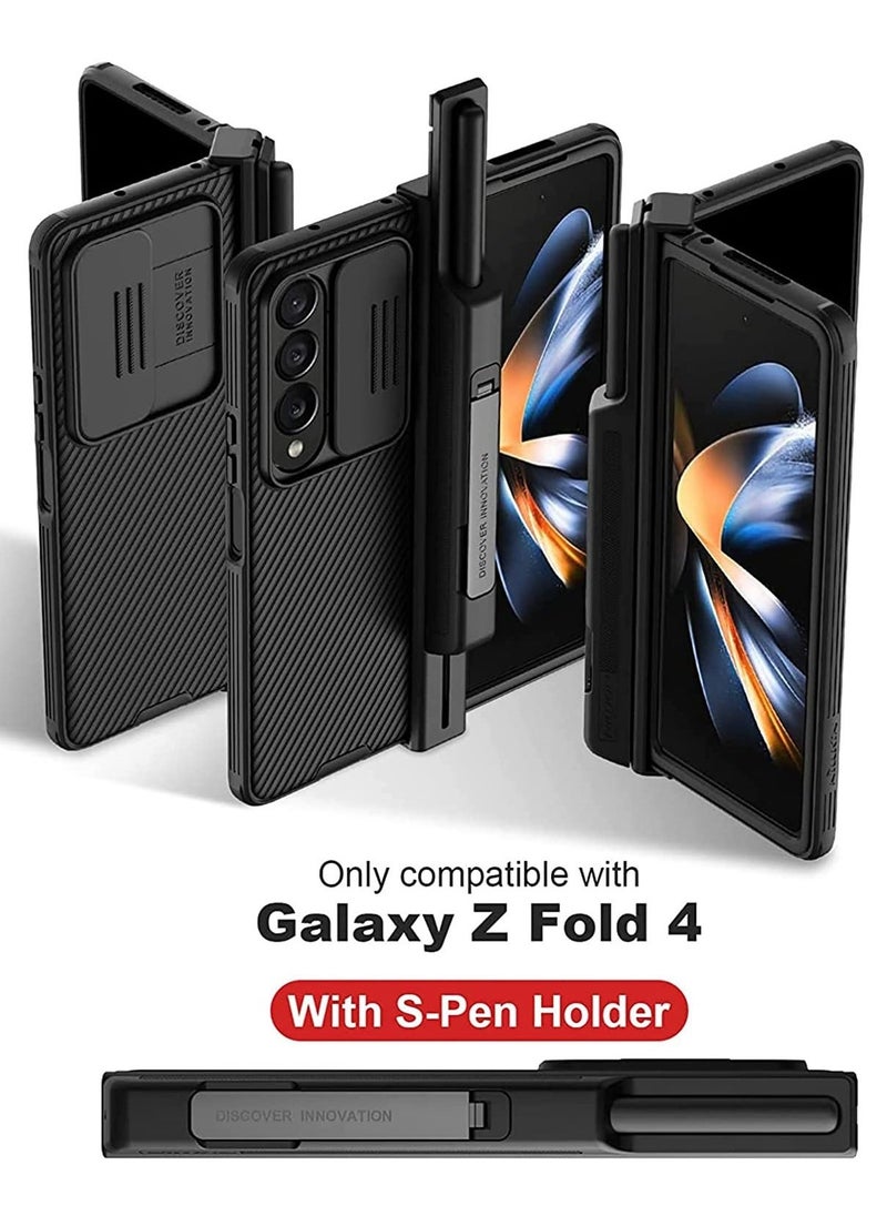 ELTRAZONE for Samsung Galaxy Z Fold 4 Case with Kickstand & Slide Camera Cover, Hinge Protection with S Pen Holder 360° All-Inclusive Protective Case for Samsung Galaxy Z Fold 4 5G (Black)  - Image 2
