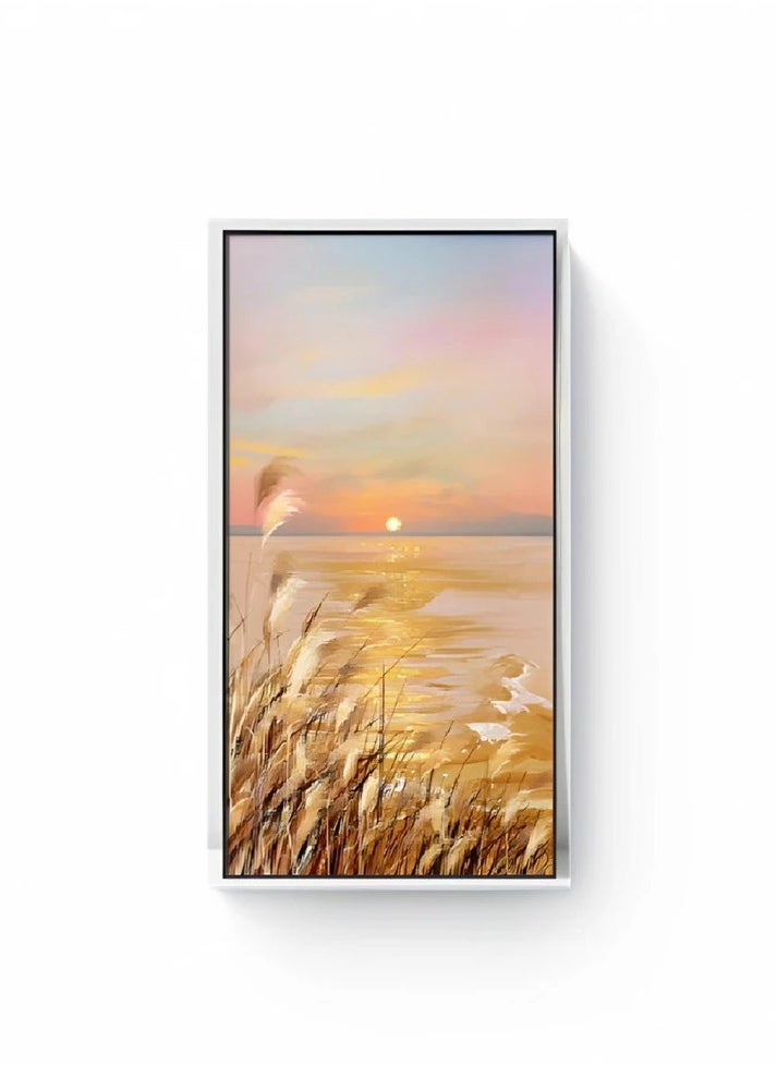 Neo Front Textured Pattern Art with Gold Leaf in Aluminum Frame - 70*140 cm LTU-22090025  - Image 1