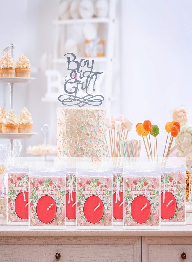 MTLEE 60 Sets Baby Shower Party Favors for Guests Baby Shower Gifts Tea Lights Candles with Thank Tags and Return Gift Bags for Birthday Gender Reveal Party Supplies(Red,Strawberry) - Image 4