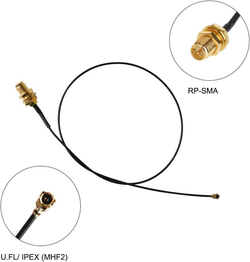 HIGHFINE 2 x 8dBi 2.4GHz 5GHz 5.8GHz Dual Band WiFi RP-SMA Male Antenna+2 x 35CM U.FL/IPEX to RP SMA Female Pigtail Cable for Mini PCIe Card Wireless Routers PC Repeater Desktop FPV UAV Drone PS4 Build - Image 3