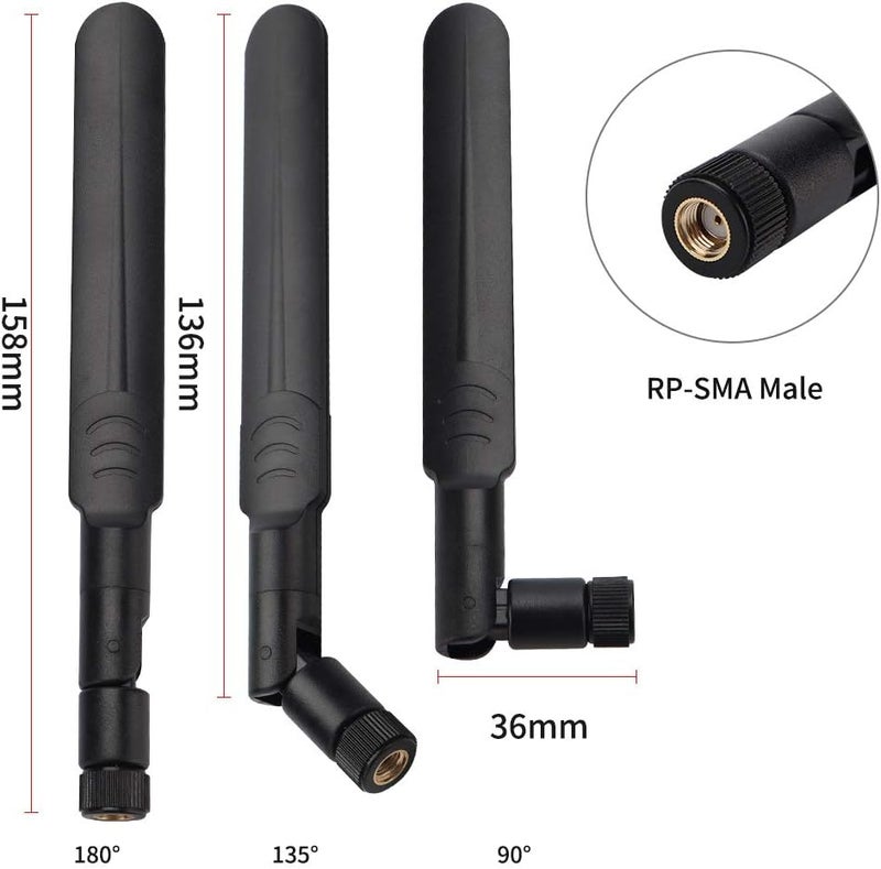 HIGHFINE 2 x 8dBi 2.4GHz 5GHz 5.8GHz Dual Band WiFi RP-SMA Male Antenna+2 x 35CM U.FL/IPEX to RP SMA Female Pigtail Cable for Mini PCIe Card Wireless Routers PC Repeater Desktop FPV UAV Drone PS4 Build - Image 5
